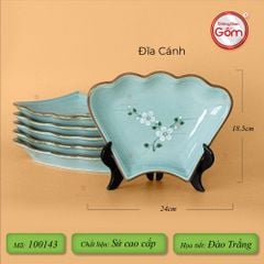 Bộ Bát Đĩa Hoa Mặt Trời Men Xanh Đào Trắng