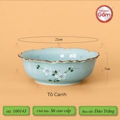 Bộ Bát Đĩa Hoa Mặt Trời Men Xanh Đào Trắng