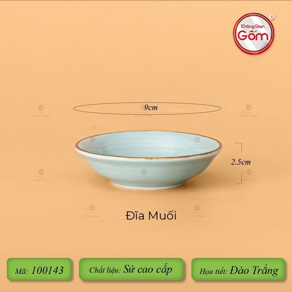 Bộ Bát Đĩa Hoa Mặt Trời Men Xanh Đào Trắng