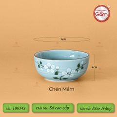 Bộ Bát Đĩa Hoa Mặt Trời Men Xanh Đào Trắng