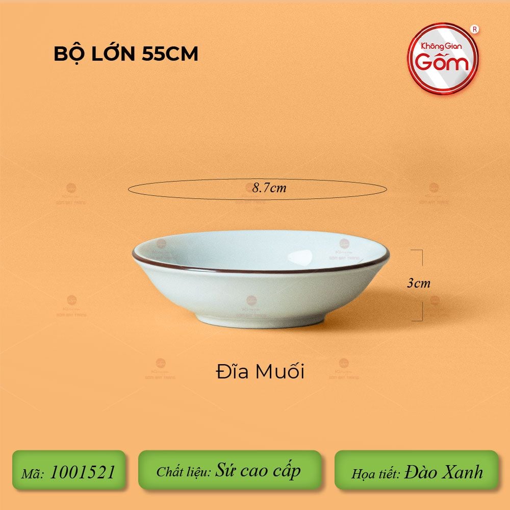 Bộ Bát Đĩa Hoa Mặt Trời Men Kem Hoa Đào Xanh