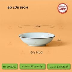 Bộ Bát Đĩa Hoa Mặt Trời Men Kem Hoa Đào Xanh