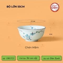 Bộ Bát Đĩa Hoa Mặt Trời Men Kem Hoa Đào Xanh