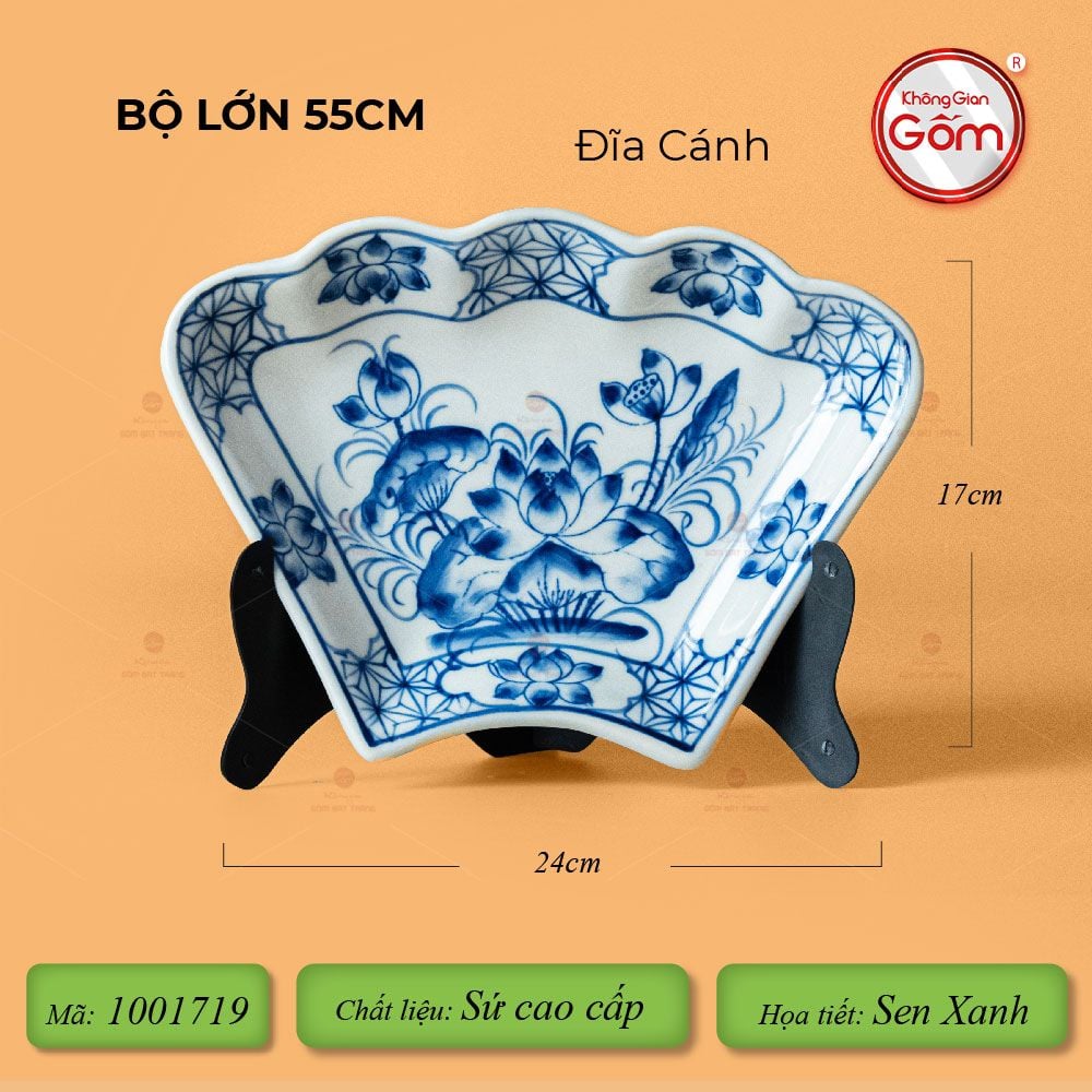 Bộ Bát Đĩa Hoa Mặt Trời Hoa Sen Xanh