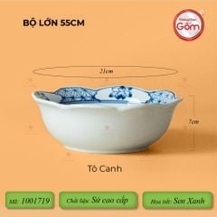 Bộ Bát Đĩa Hoa Mặt Trời Hoa Sen Xanh