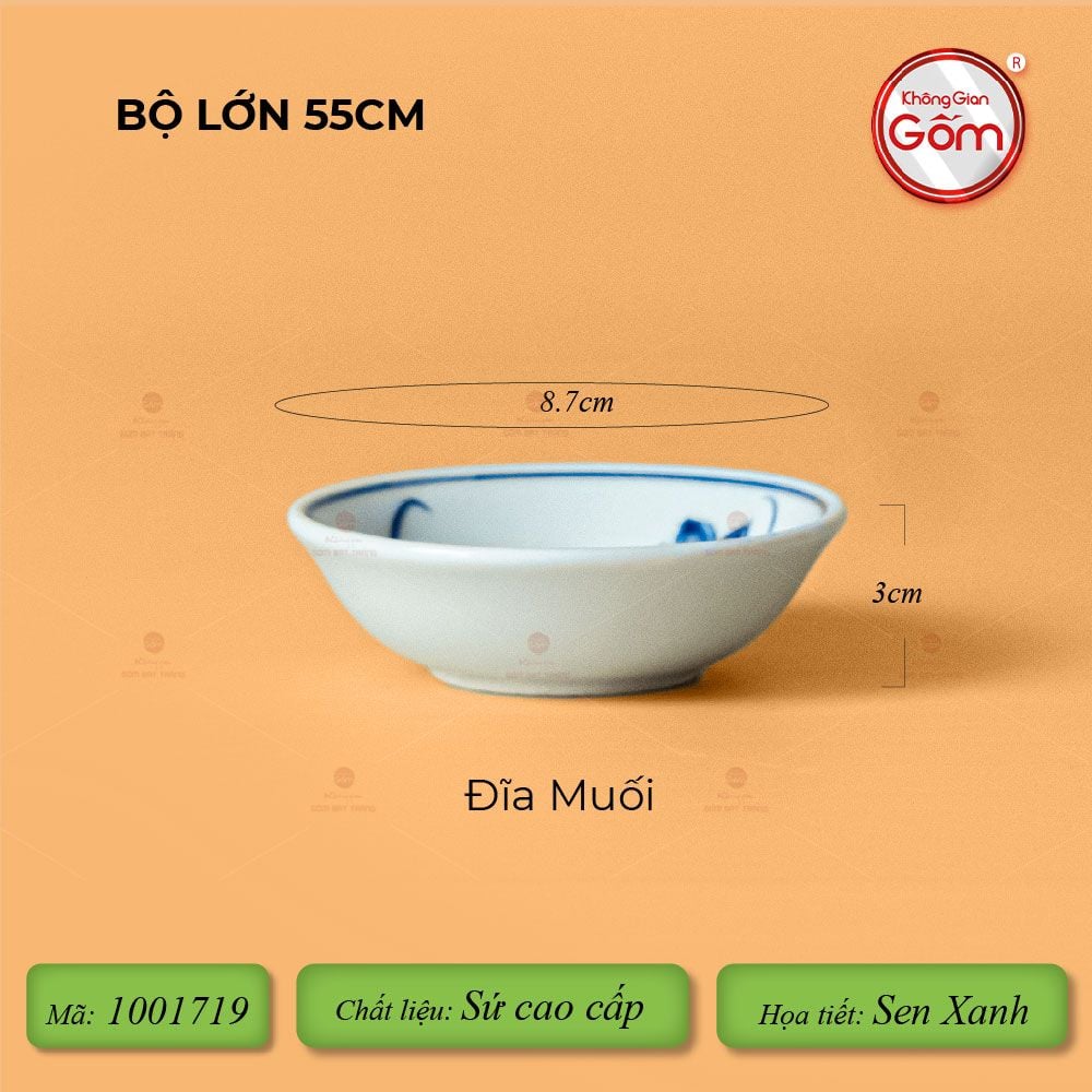 Bộ Bát Đĩa Hoa Mặt Trời Hoa Sen Xanh