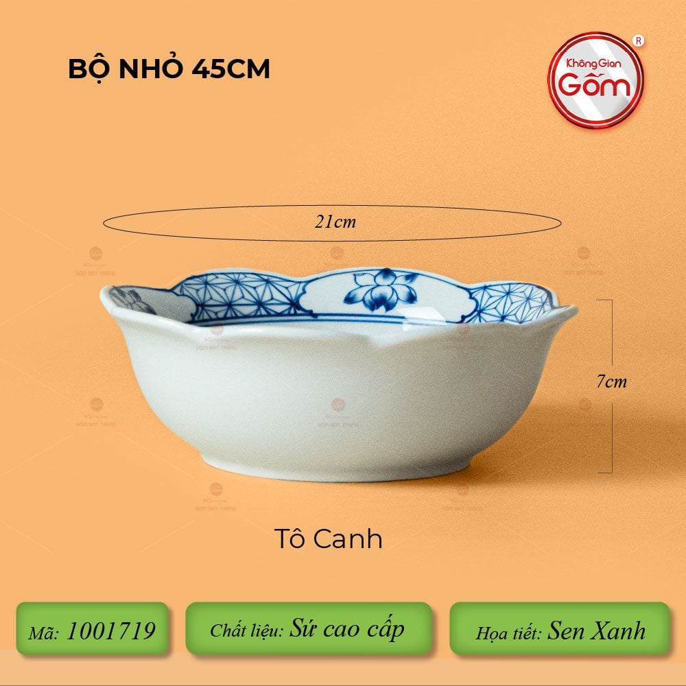 Bộ Bát Đĩa Hoa Mặt Trời Hoa Sen Xanh