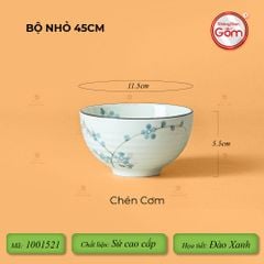Bộ Bát Đĩa Hoa Mặt Trời Men Kem Hoa Đào Xanh