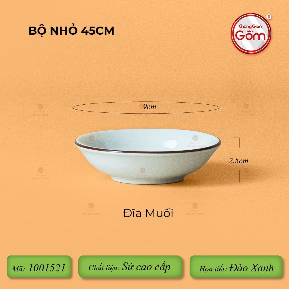Bộ Bát Đĩa Hoa Mặt Trời Men Kem Hoa Đào Xanh