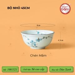 Bộ Bát Đĩa Hoa Mặt Trời Men Kem Hoa Đào Xanh