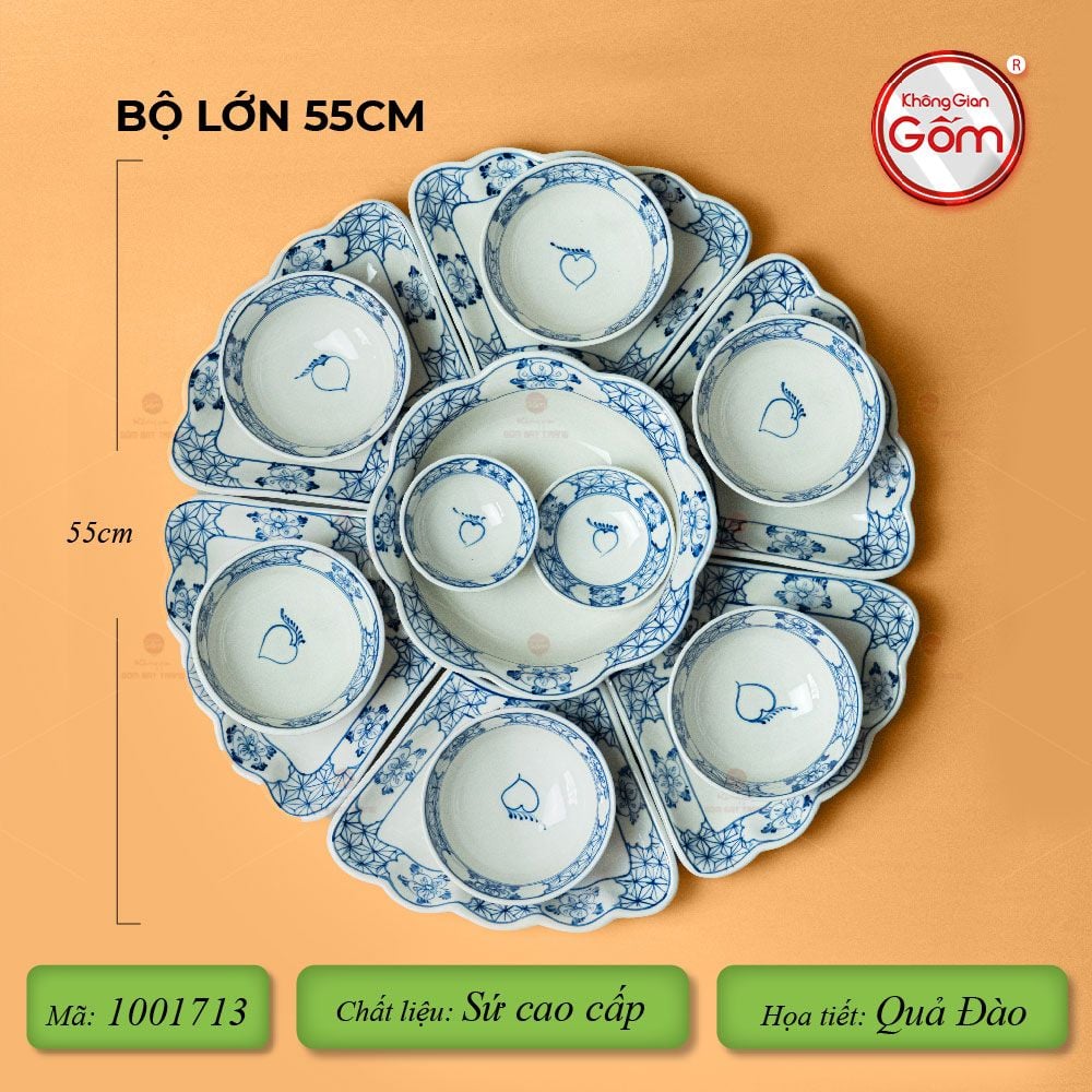 Bộ Bát Đĩa Hoa Mặt Trời Quả Đào