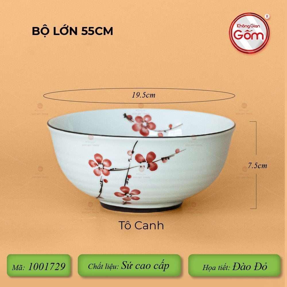 Bộ Bát Đĩa Hoa Mặt Trời Đào Đỏ