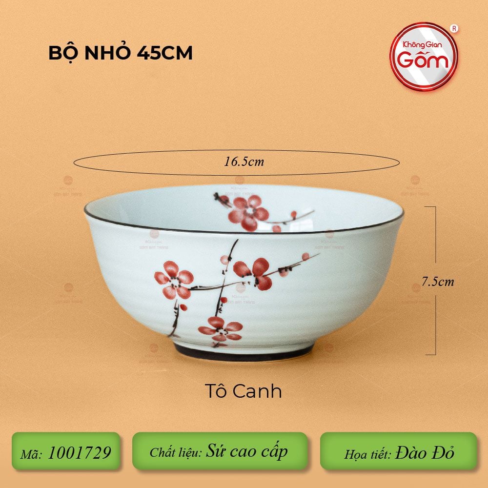 Bộ Bát Đĩa Hoa Mặt Trời Đào Đỏ