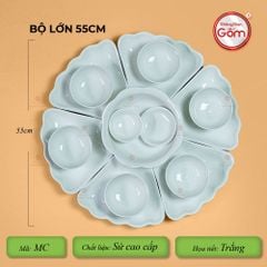 Bộ Bát Đĩa Hoa Mặt Trời Minh Châu Trắng
