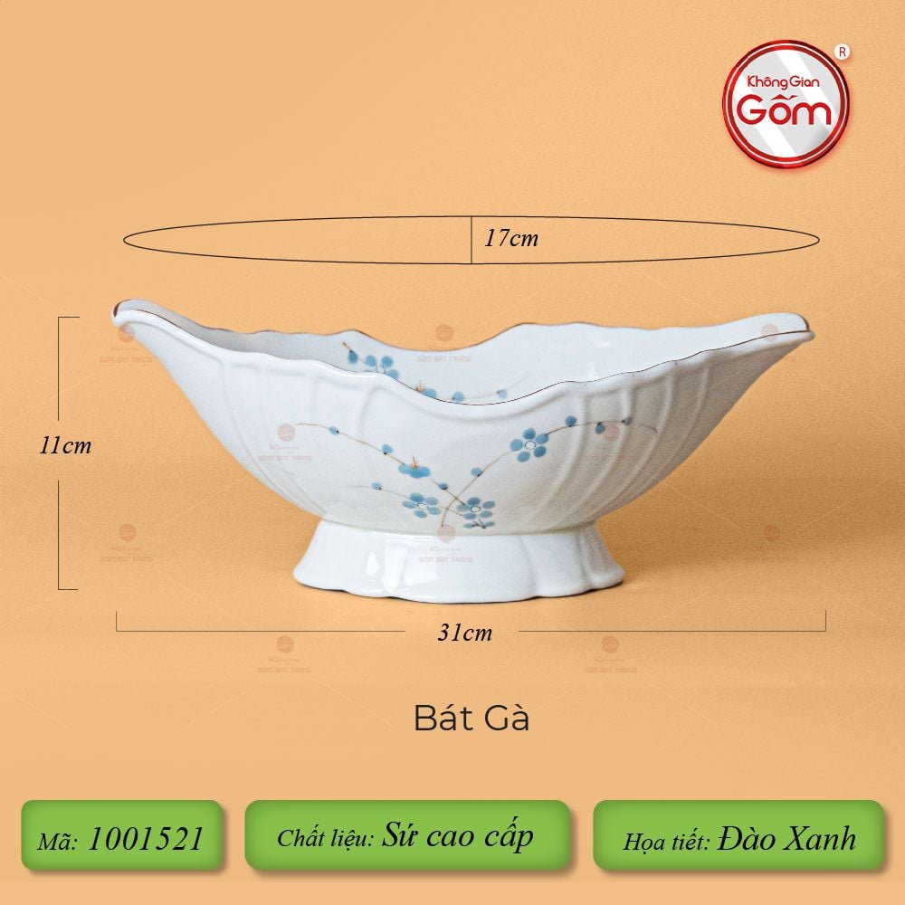 Bát Đựng Gà Hoa Đào Xanh