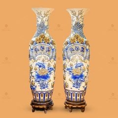 Lộc Bình Phúc Lộc Thọ Men Hoàng Thổ Đắp Nổi