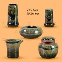 Bộ Ấm Chén Tròn Men Hỏa Biến Ngọc Thạch