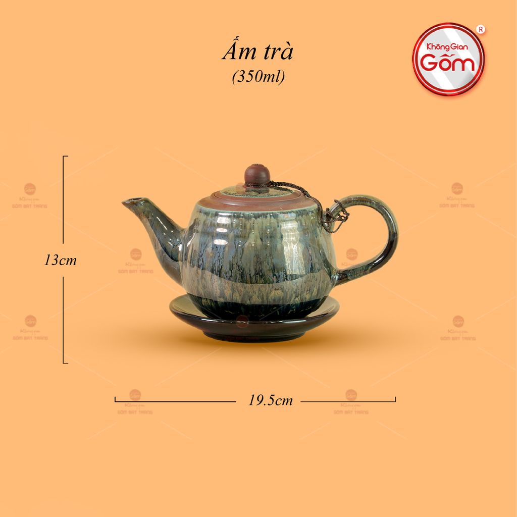 Bộ Ấm Chén Tròn Men Hỏa Biến Ngọc Thạch