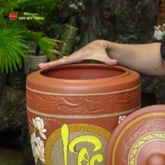 Hũ Gốm Họa Tiết Hoa Sen Lộc Nắp Nhọn