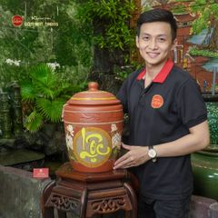 Hũ Gốm Họa Tiết Hoa Sen Lộc Nắp Nhọn