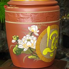 Hũ Gốm Họa Tiết Hoa Sen Lộc Nắp Nhọn