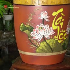 Hũ Gạo Tài Lộc Hoa Sen Nắp Ngang