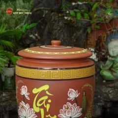 Hũ Gạo Tài Lộc Hoa Sen Nắp Ngang