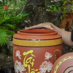 Hũ Gạo Tài Lộc Hoa Sen Nắp Ngang