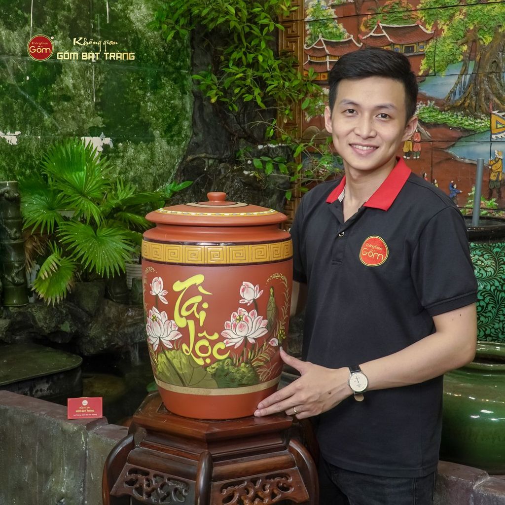 Hũ Gạo Tài Lộc Hoa Sen Nắp Ngang