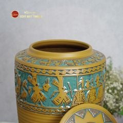 Hũ Gạo Trống Đồng Men Vàng