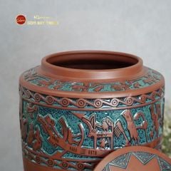 Hũ Gạo Trống Đồng Men Xanh