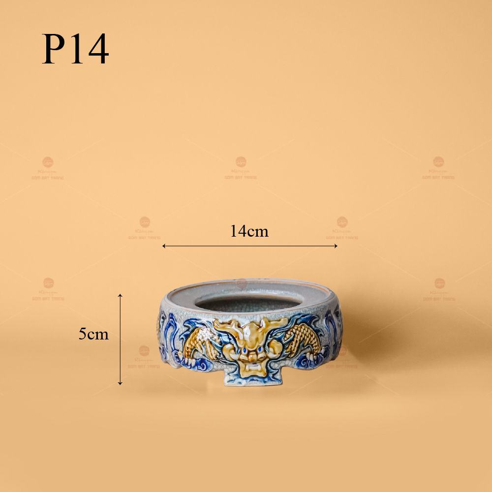 Đế Bát Hương Thờ Men Rạn Nổi Họa Tiết Rồng