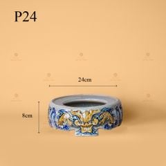 Đế Bát Hương Thờ Men Rạn Nổi Họa Tiết Rồng