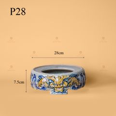 Đế Bát Hương Thờ Men Rạn Nổi Họa Tiết Rồng