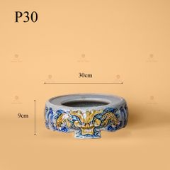 Đế Bát Hương Thờ Men Rạn Nổi Họa Tiết Rồng