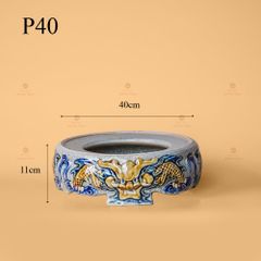 Đế Bát Hương Thờ Men Rạn Nổi Họa Tiết Rồng