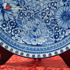 Đĩa Trưng Bày Men Lam Ngàn Hoa Hội Tụ