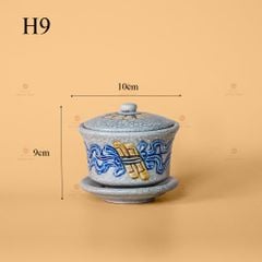 Bát Sâm Thờ Men Rạn Nổi Họa Tiết Cuốn Thư