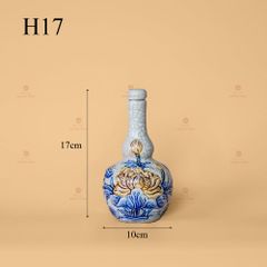Nậm Rượu Hai Bầu Men Rạn Nổi Họa Tiết Hoa Sen