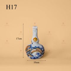Nậm Rươu Hai Bầu Men Rạn Nổi Họa Tiết Rồng Chầu Nhật