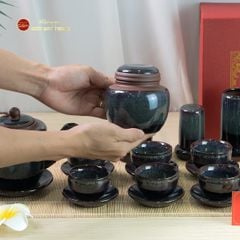 Bộ Ấm Chén Đại Hỏa Biến Men Nâu