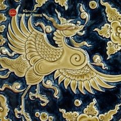 Đĩa Trưng Bày Đắp Nổi Nền Xanh Phượng Hoàng Tung Cánh