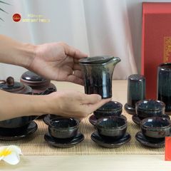 Bộ Ấm Chén Đại Hỏa Biến Men Nâu