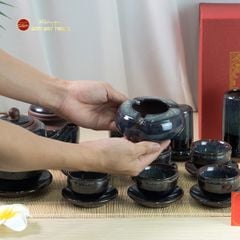 Bộ Ấm Chén Đại Hỏa Biến Men Nâu