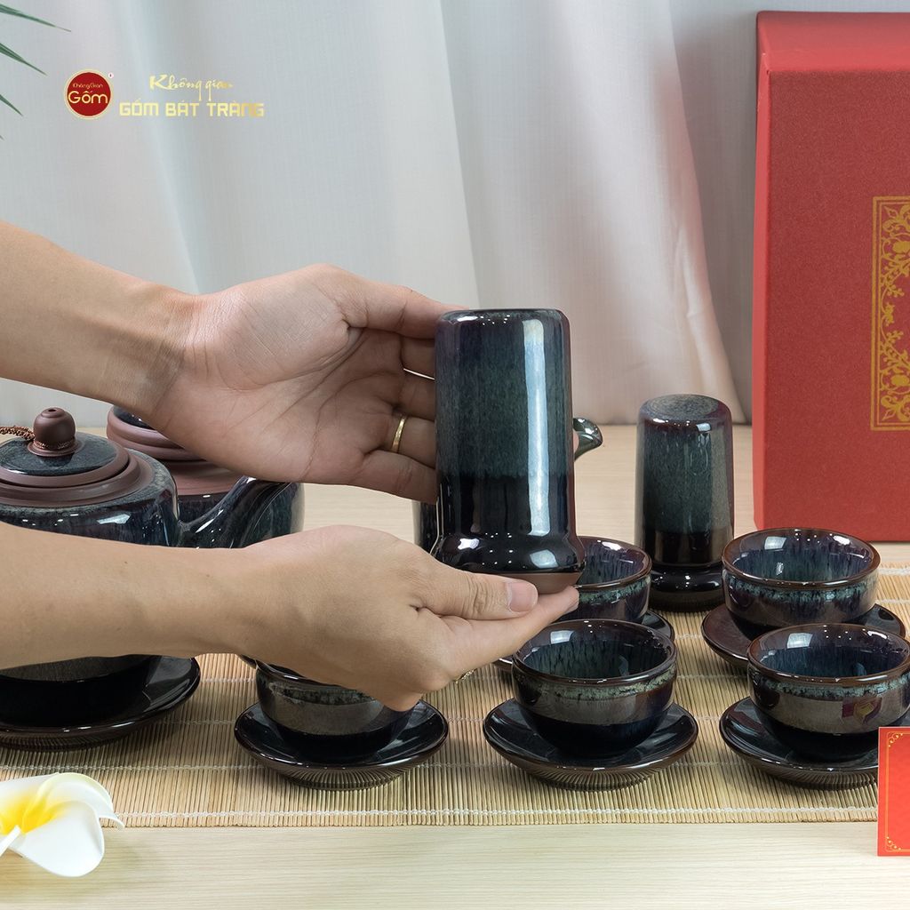Bộ Ấm Chén Đại Hỏa Biến Men Nâu