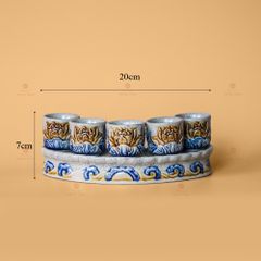 Kỷ 5 Chén Thờ Men Rạn Nổi Họa Tiết Hoa Sen