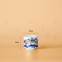 Chén Kỷ Lẻ Hoa Sen Nổi Men Lam Vẽ Vàng Kim