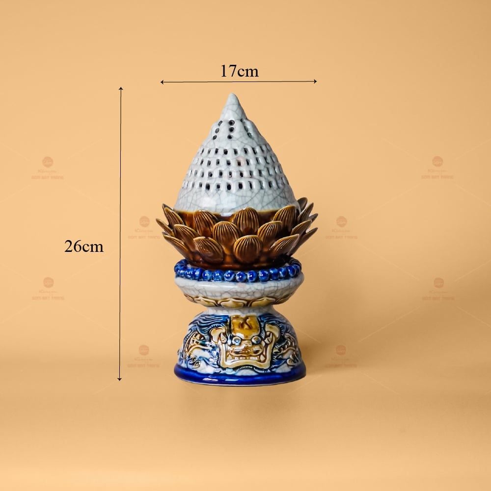 Đốt Trầm Hoa Sen Men Rạn Nổi