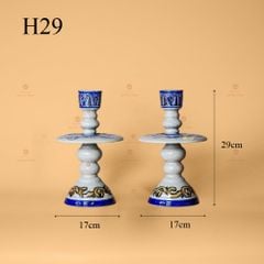 Chân Đèn Thờ Men Rạn Nổi Họa Tiết Song Long Chầu Nguyệt