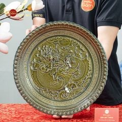 Đĩa Trưng Bày Đắp Nổi Cá Chép Hóa Rồng